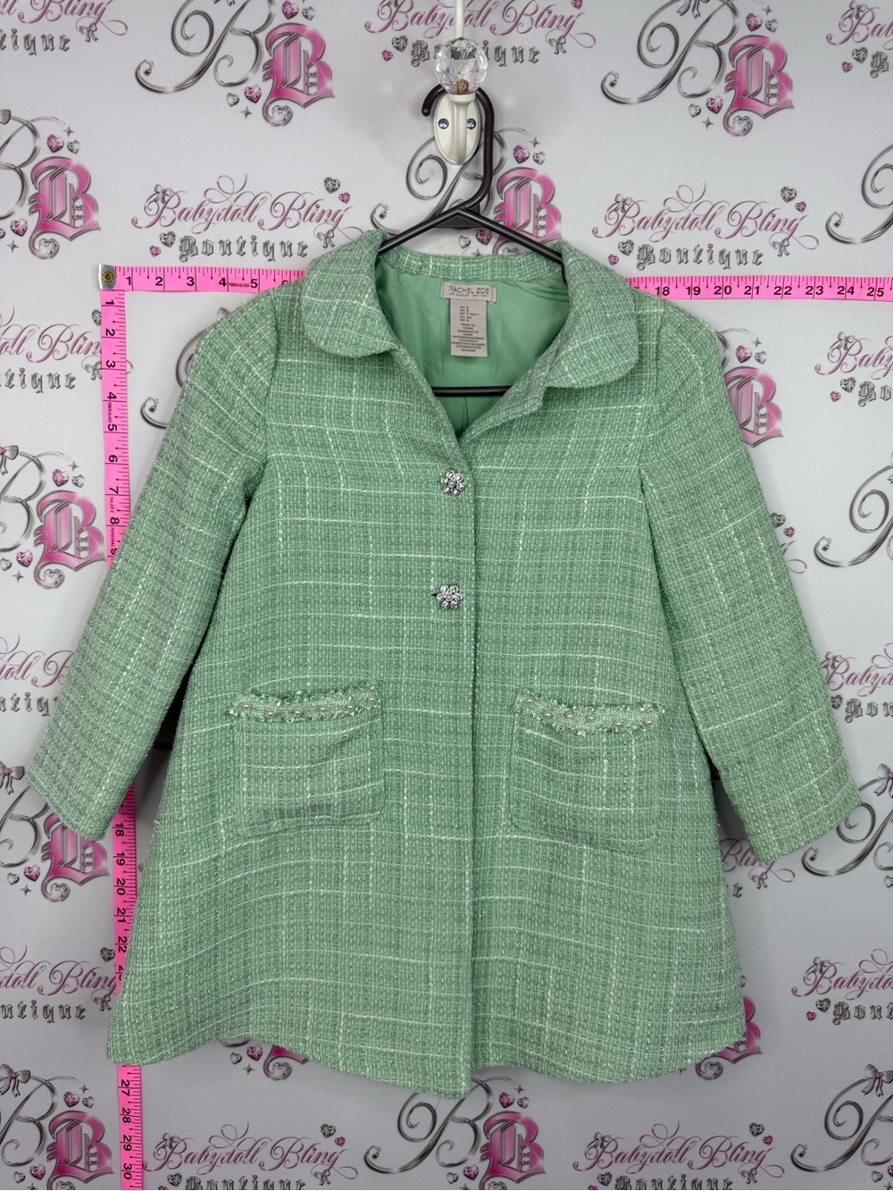 Rachel Zoe blazer Mint Green Tweed Coat Jacket